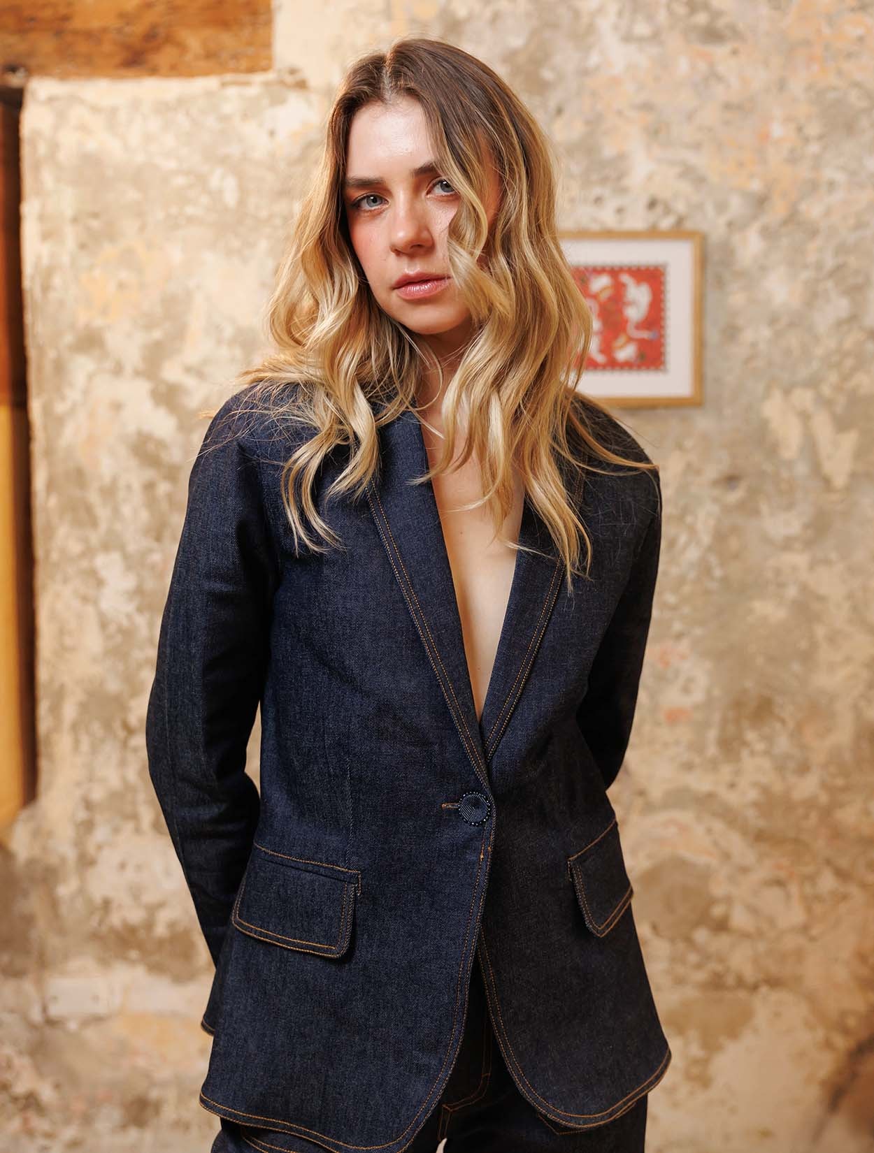 BLAZER DEMIN FLOR - imagen 1