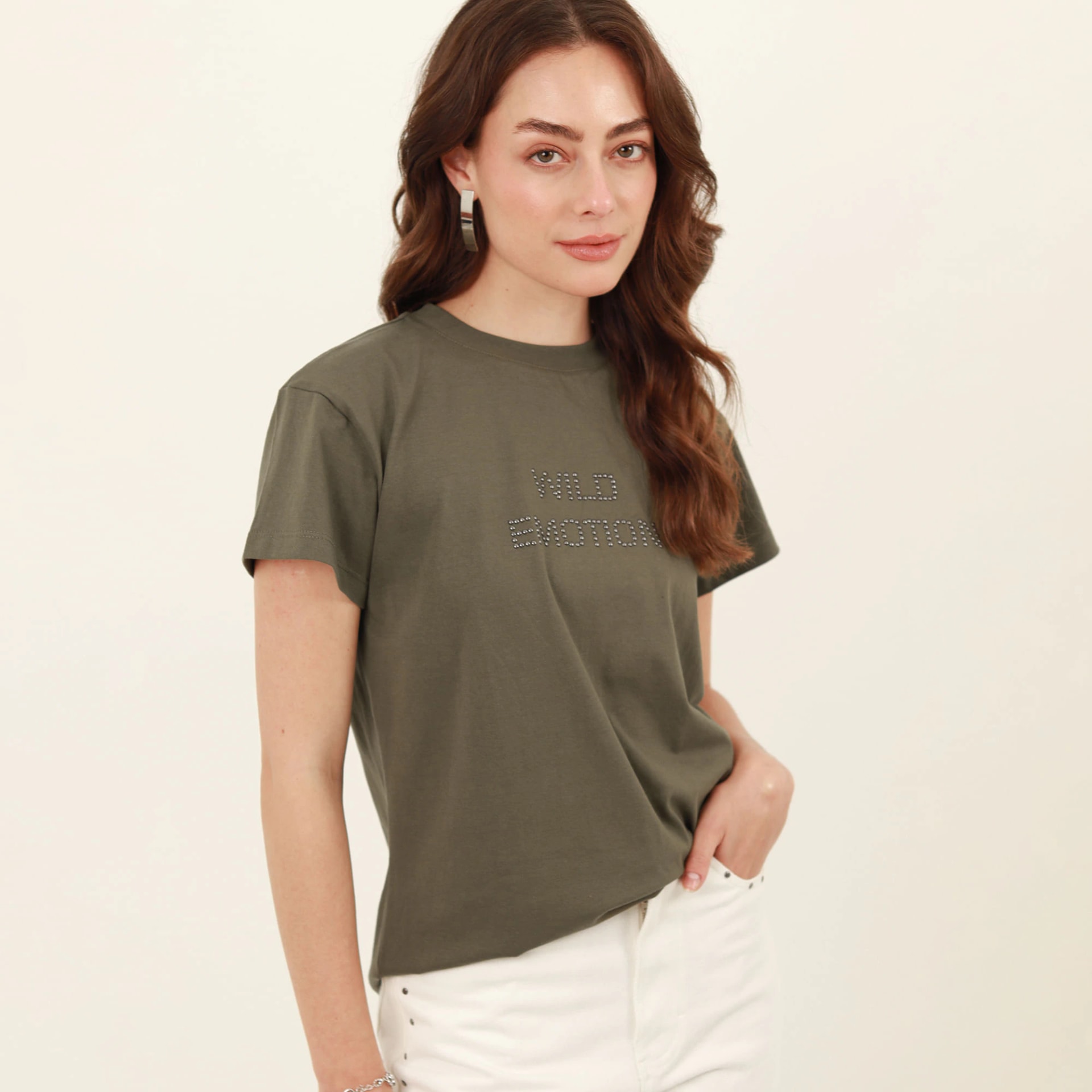 Camiseta cuello redondo manga corta con taches Wild emotion - imagen 1