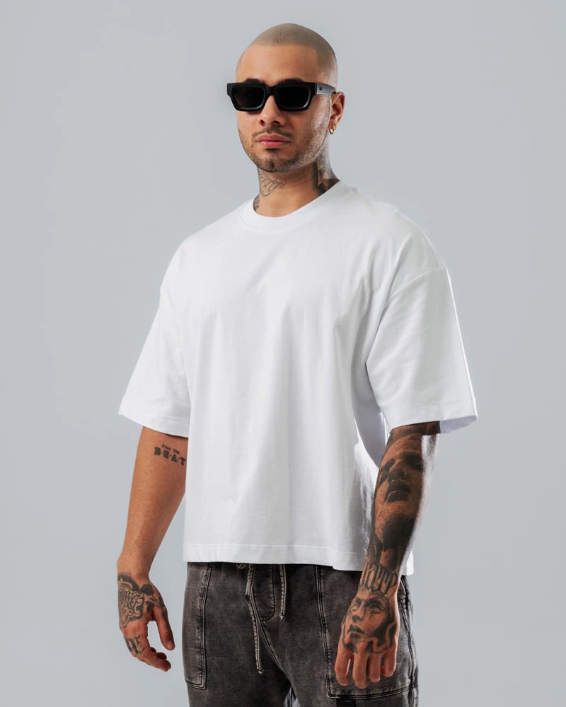 Camiseta Boxy Fit Básica Blanca - imagen 1