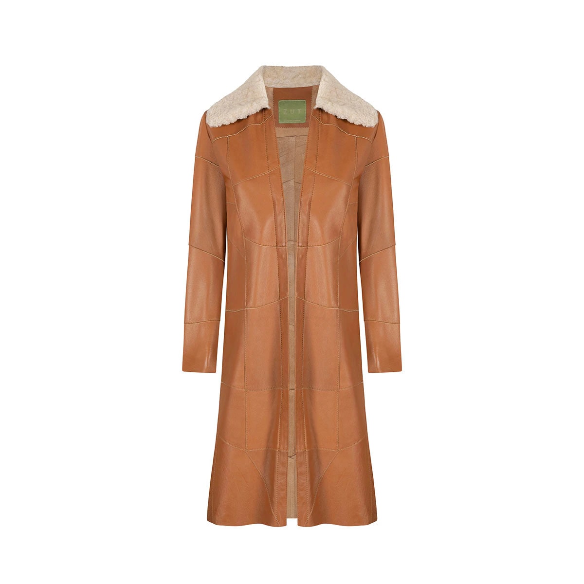 CRISTINA SHEEPSKIN COLLAR PATCHWORK KIMONO - imagen 1