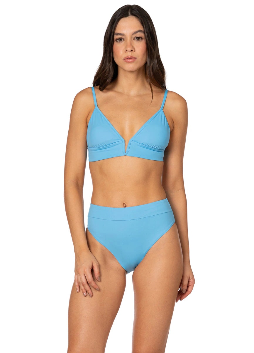 Maaji Stone Blue Parade Long Line Triangle Bikini Top - imagen 1