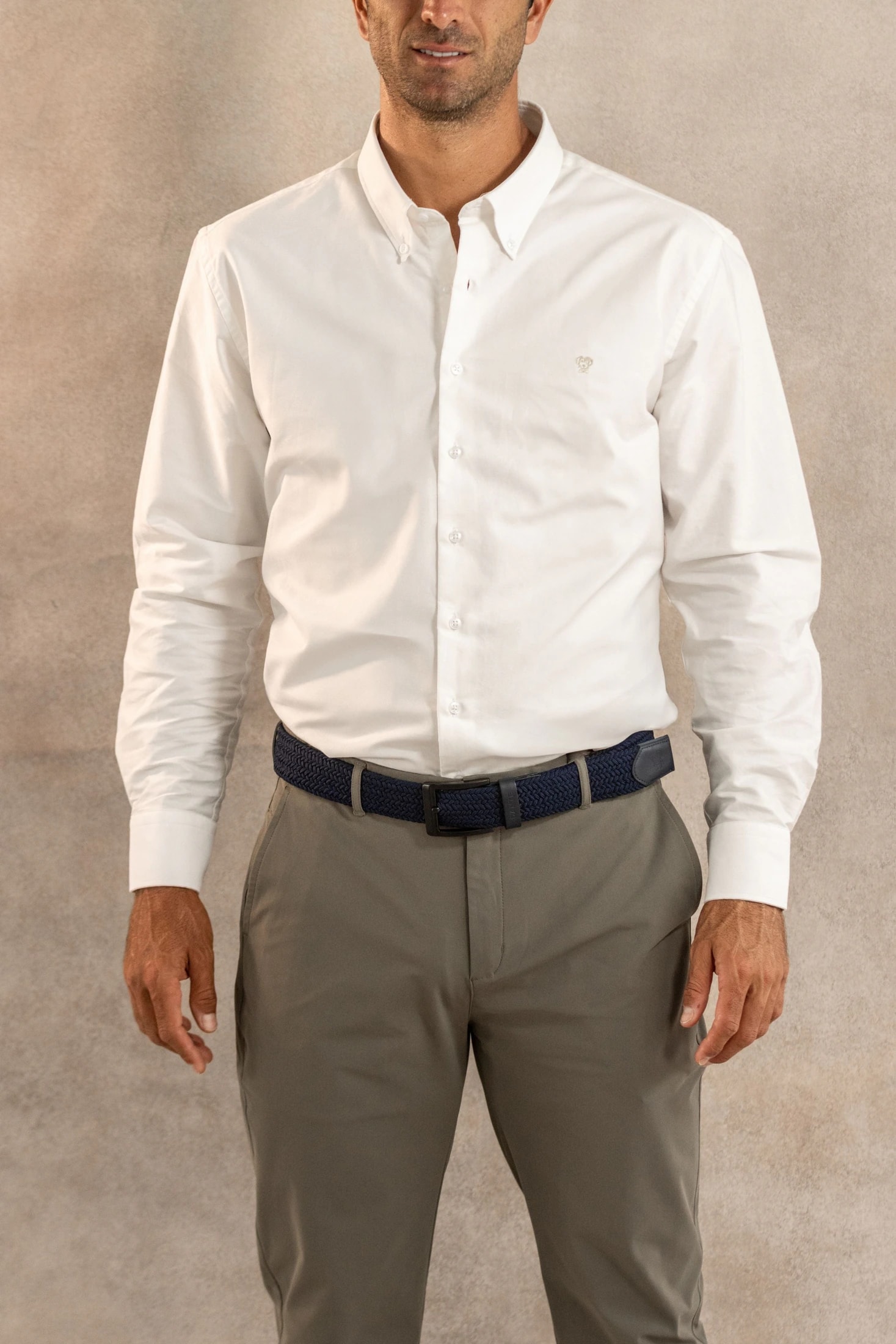 Camisa Antimanchas Oxford Blanco Logo Beige - imagen 1