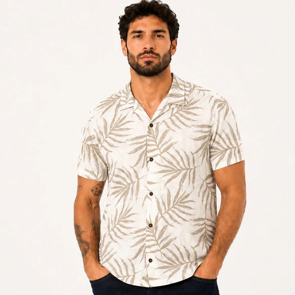 CAMISA MC 100% ALGODON ESTAMPADA CUELLO - imagen 1