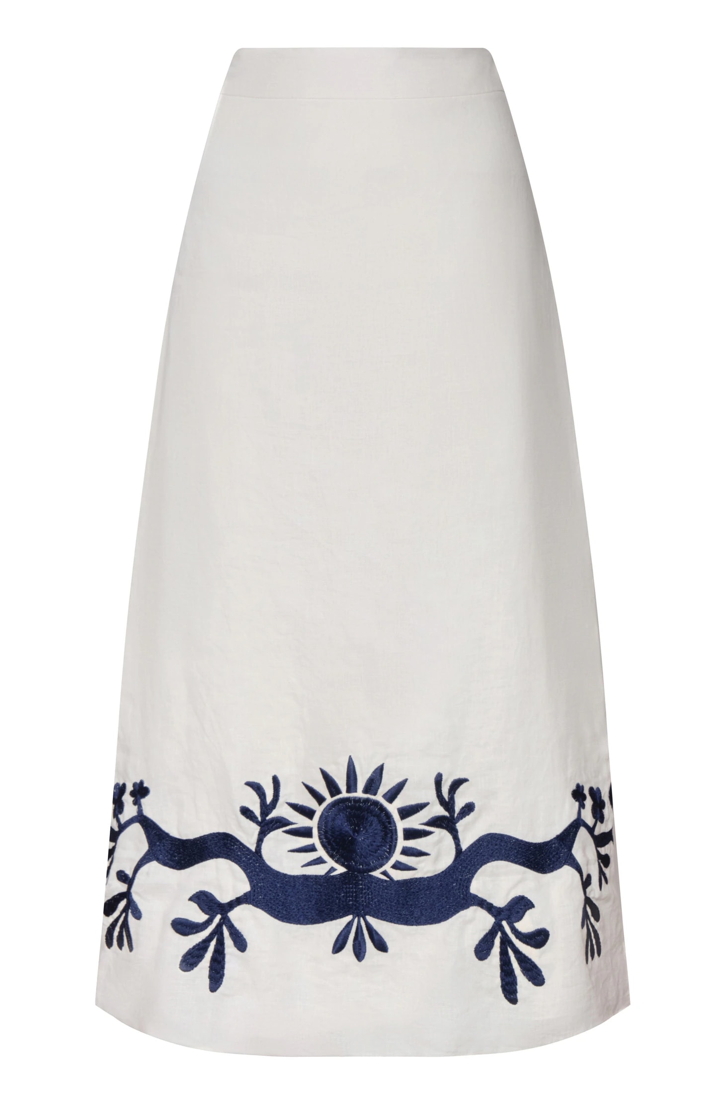 El Carmen Embroidered Midi Skirt / Ivory and Navy - imagen 1