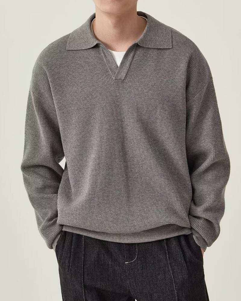 Textured Knit Polo Sweater - imagen 1