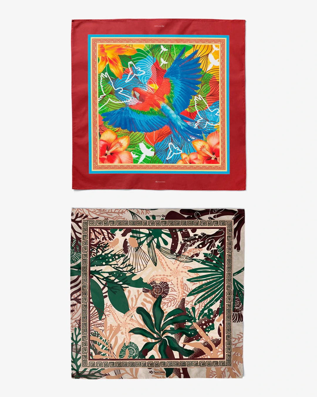 Pack de 2 Pañoletas Mediana (70x70cm) / Guacamaya + Reino de coral - imagen 1