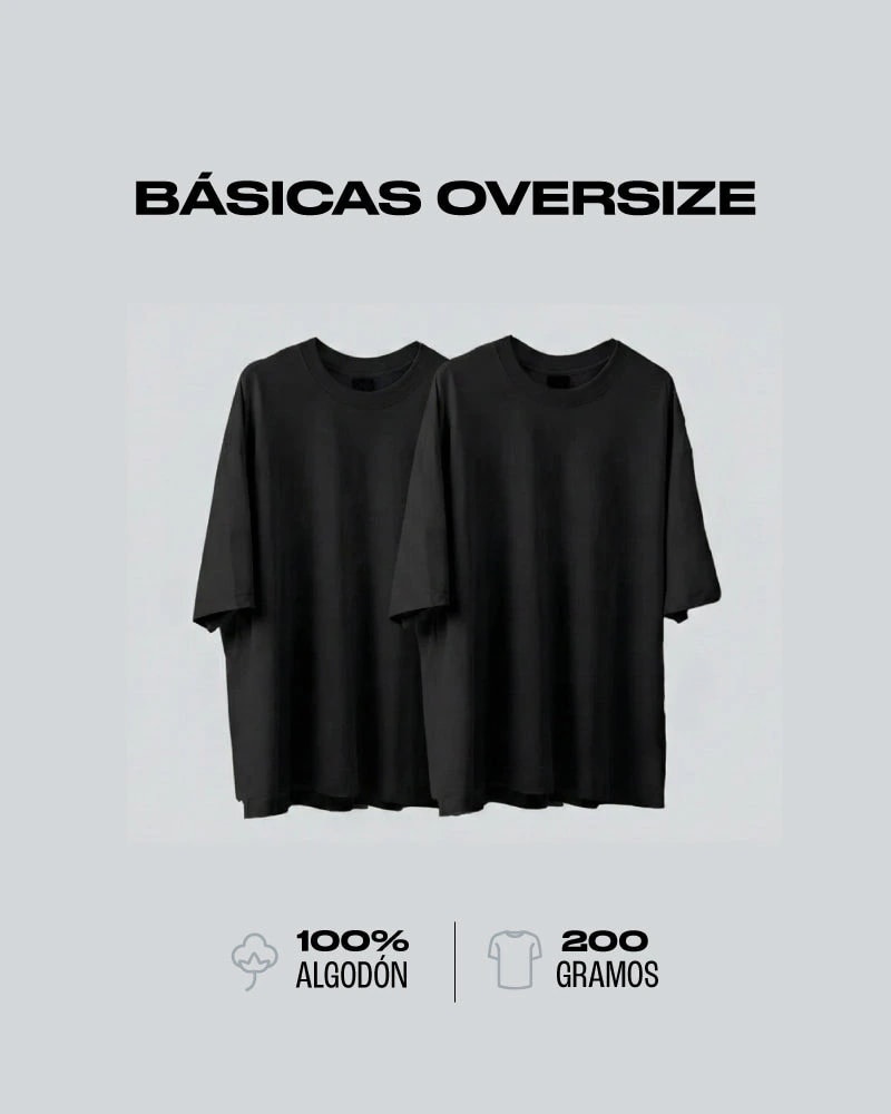Pack x 2 Camisetas Básicas Oversizes Negras - imagen 1