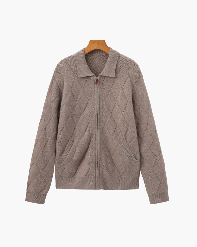 Heritage Diamond Knit Zip Cardigan - imagen 1