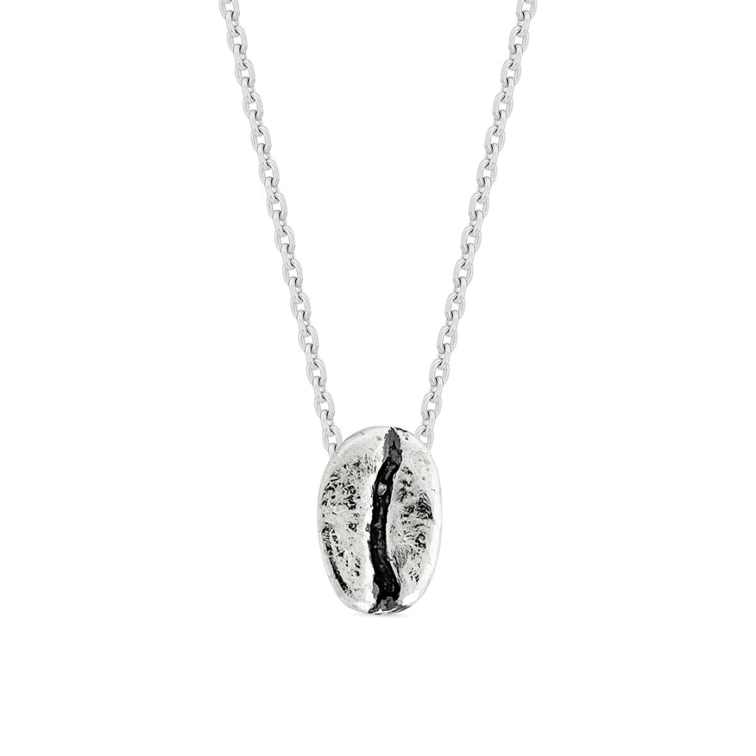 Collar Café Caturra con cadena sencilla corta (45cm) en plata envejecida - imagen 1