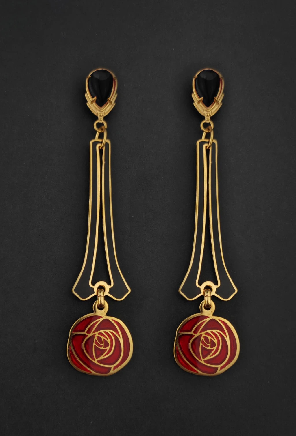 ARETES ROSA MACKINTOSH LARGOS - imagen 1