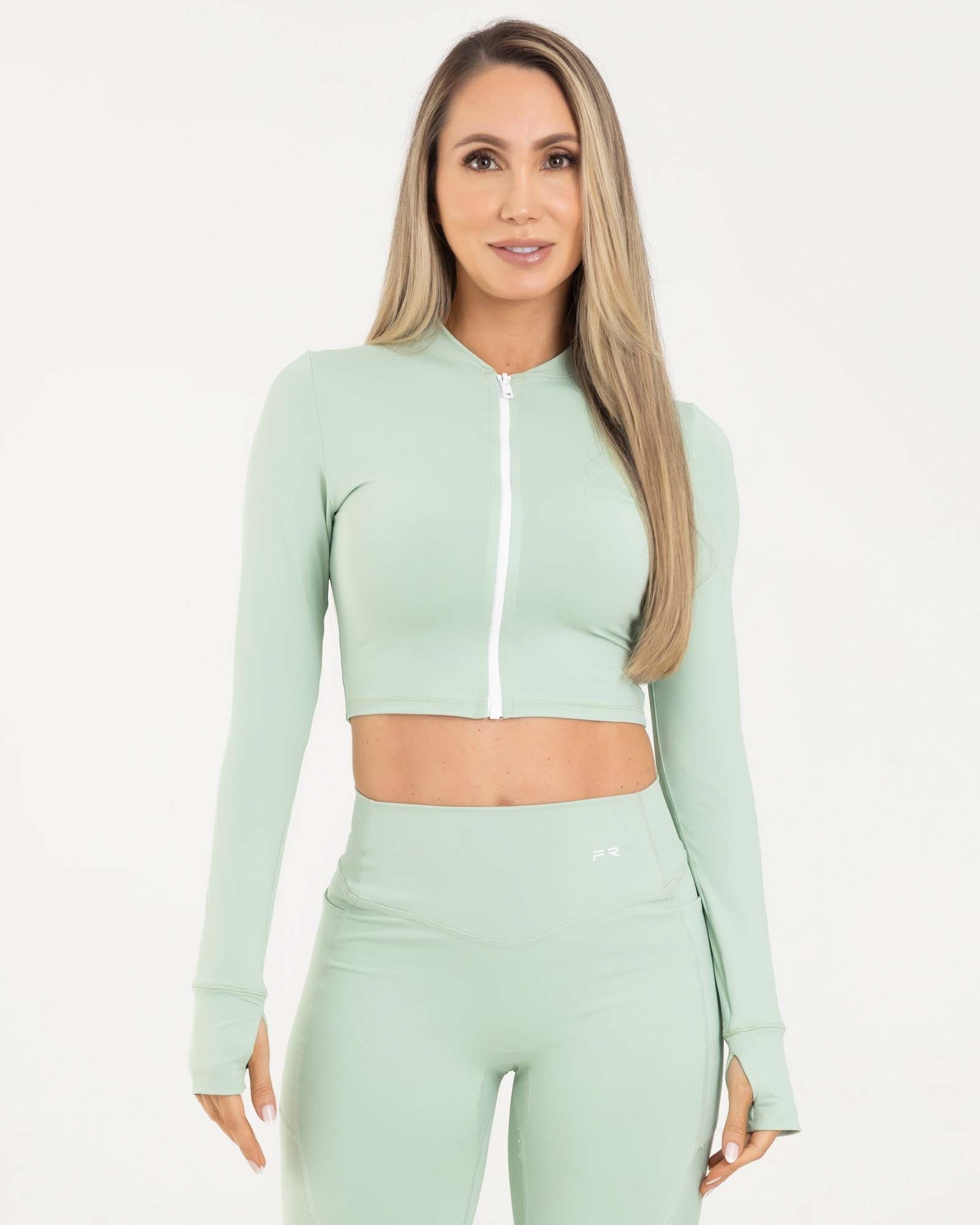Chaqueta cropped LA verde classy FIBER - imagen 1