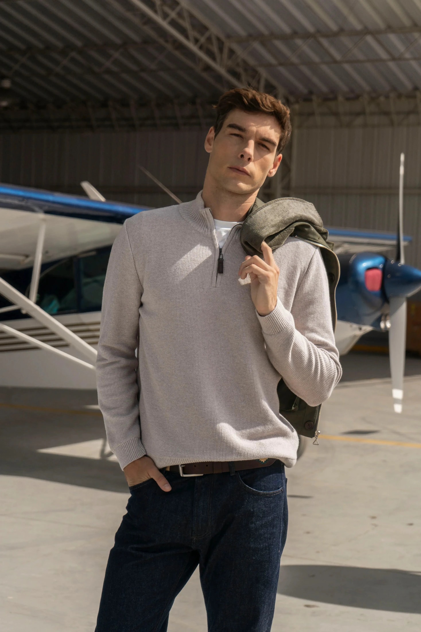 Suéter Halfzip Honey Hombre Arena - imagen 1