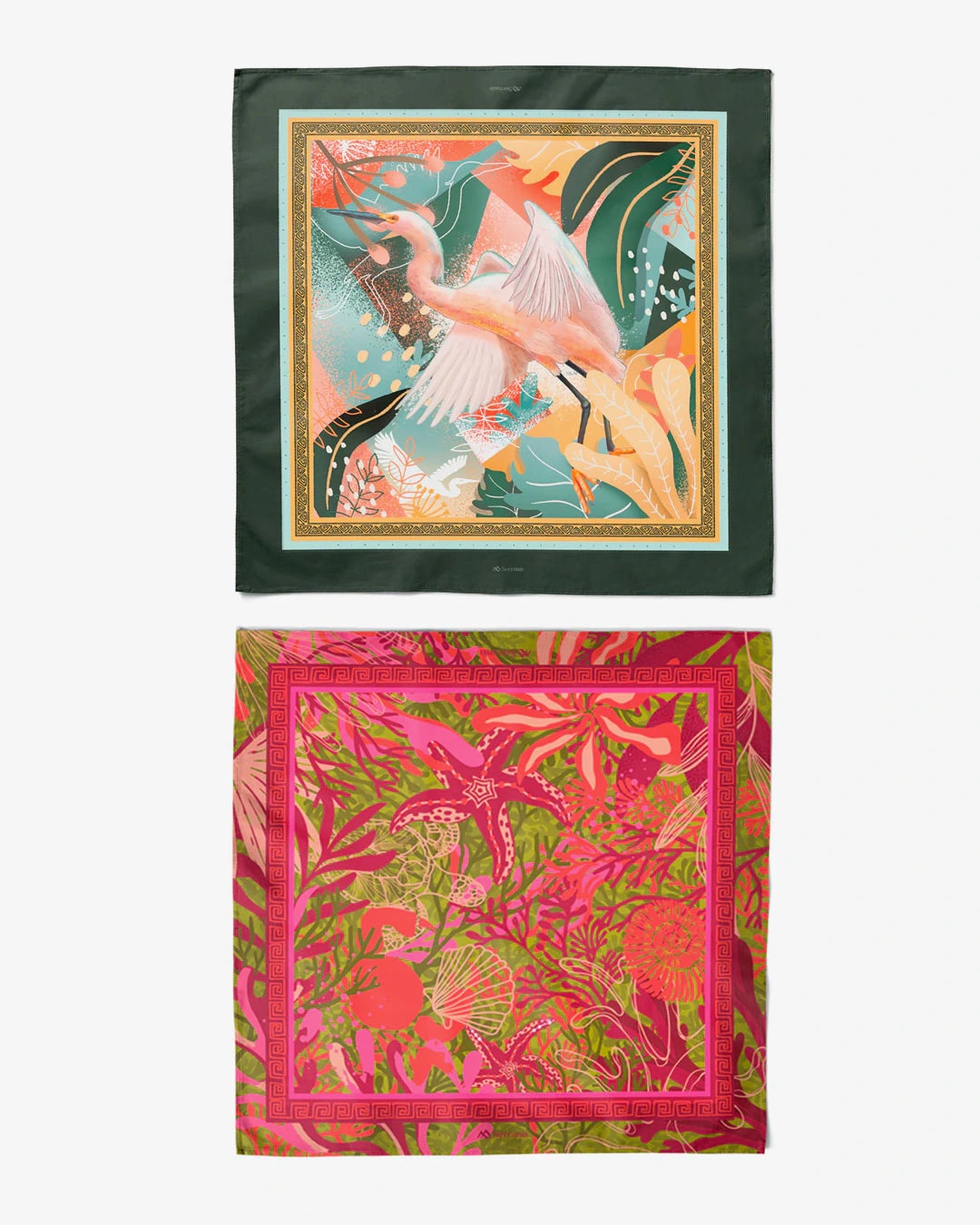 Pack de 2 Pañoletas Mediana (70x70cm) / Esencia oceánica + Garza - imagen 1