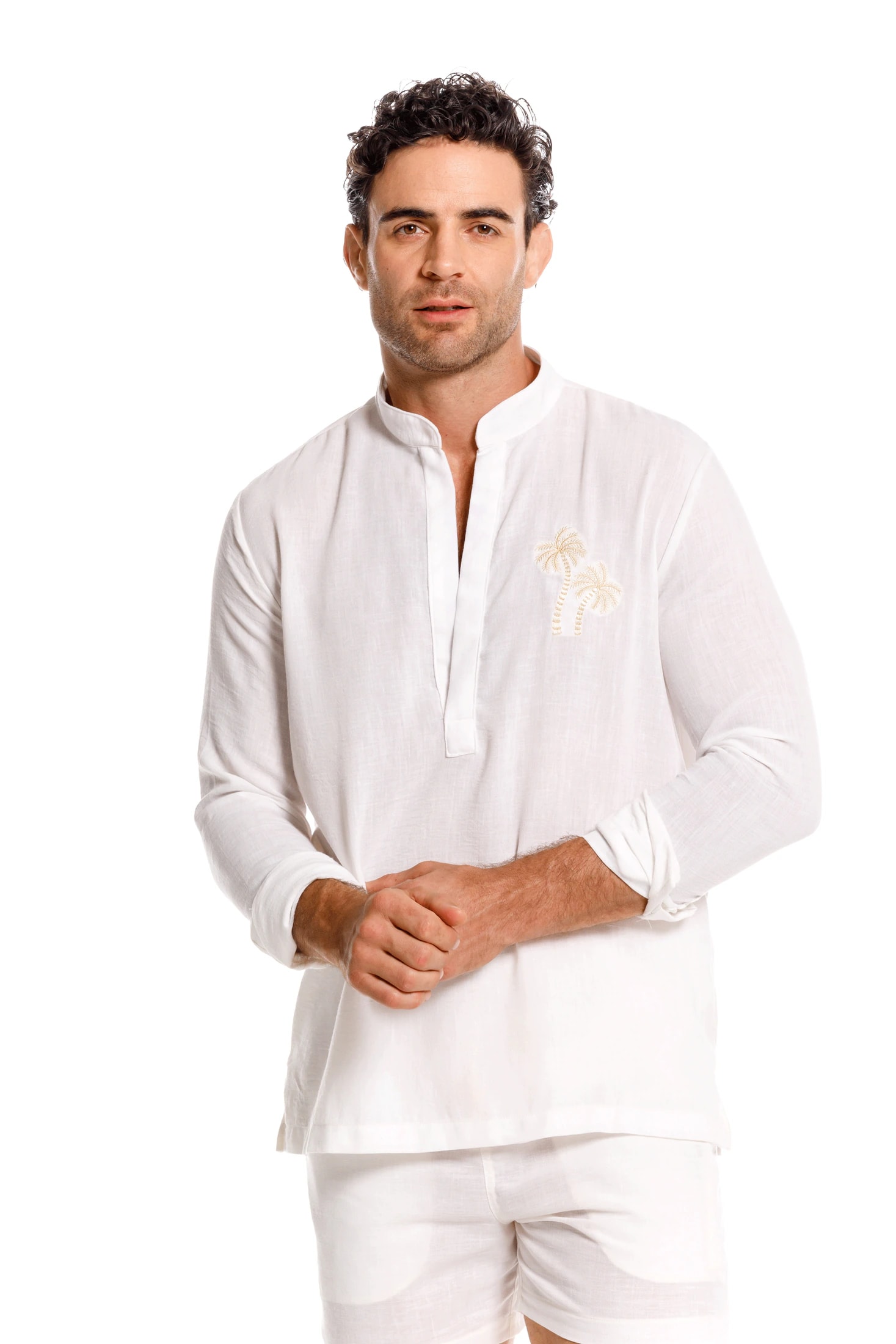 Camisa Nerú Hombre Palmera Bordada - imagen 1
