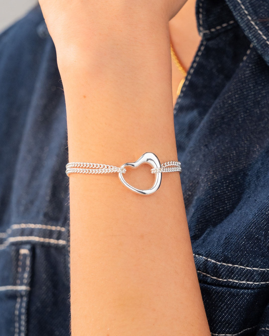Pulsera + Aretes Corazón Amorfo Plata - imagen 1