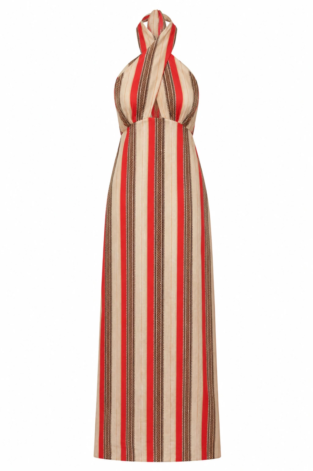 Costa del Sol Linen Midi Dress / Orange Stripes - imagen 1