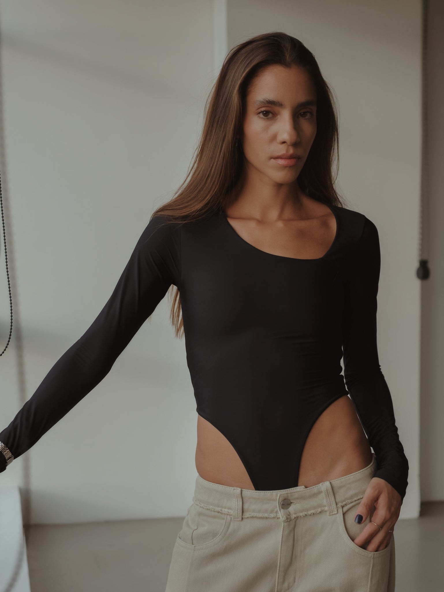 OPEN CURVE BODYSUIT - BLACK - imagen 1