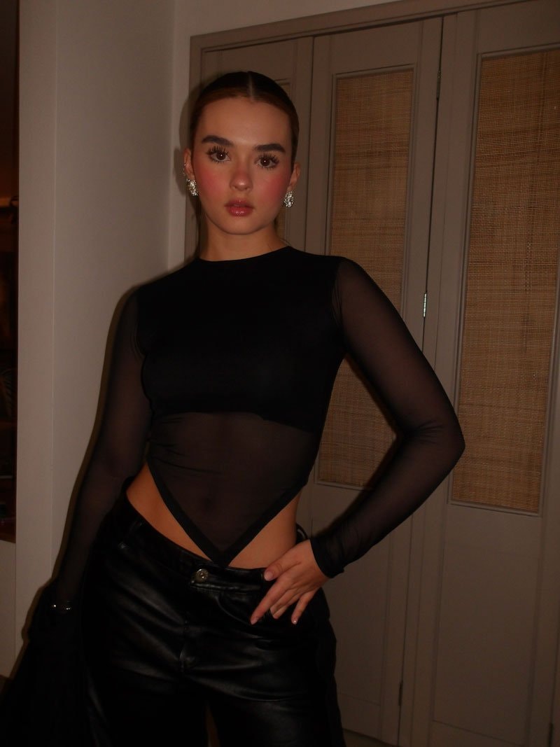 Crop Top en tull Nara - Negro - imagen 1