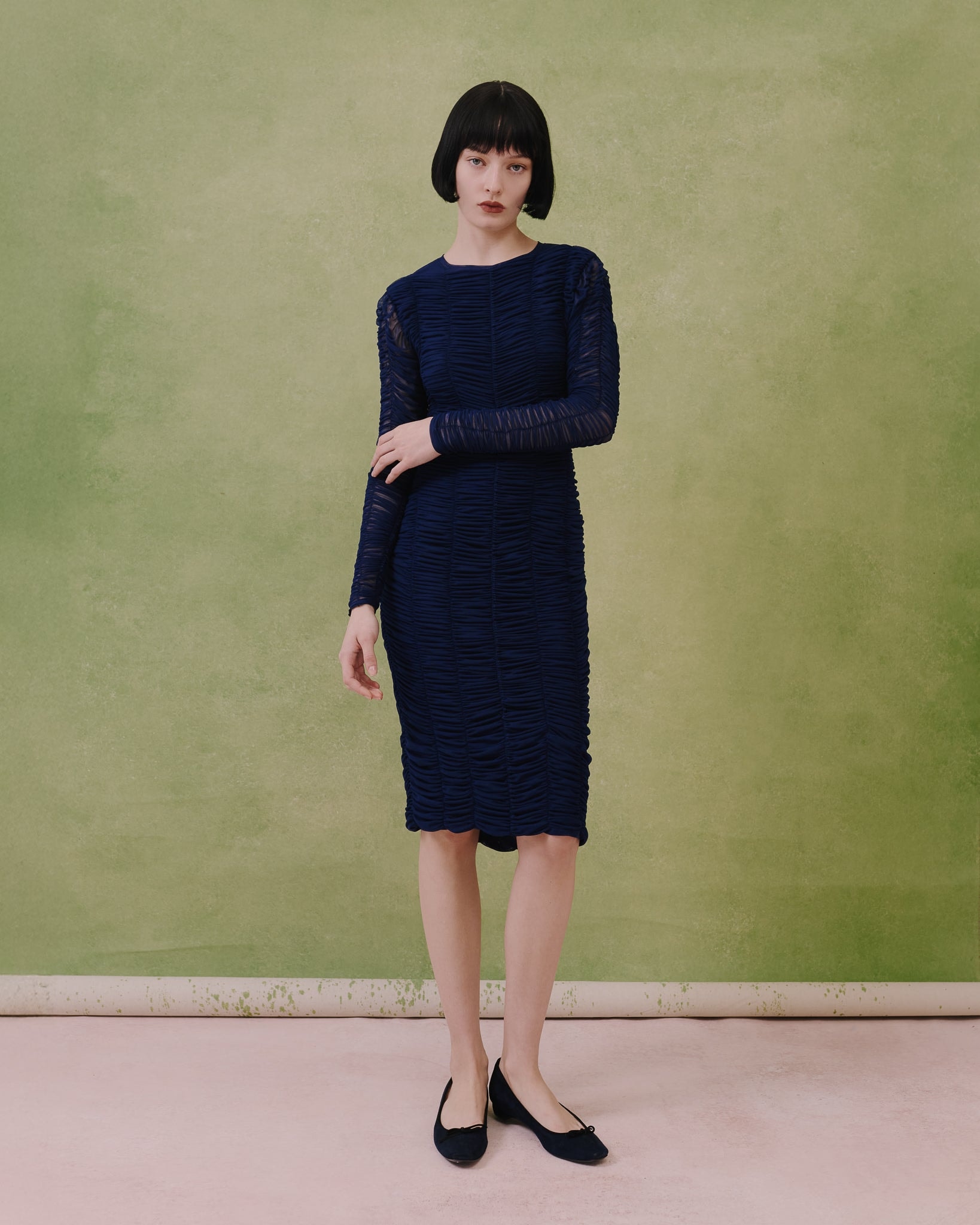 Ruched Tulle Midi Dress - imagen 1