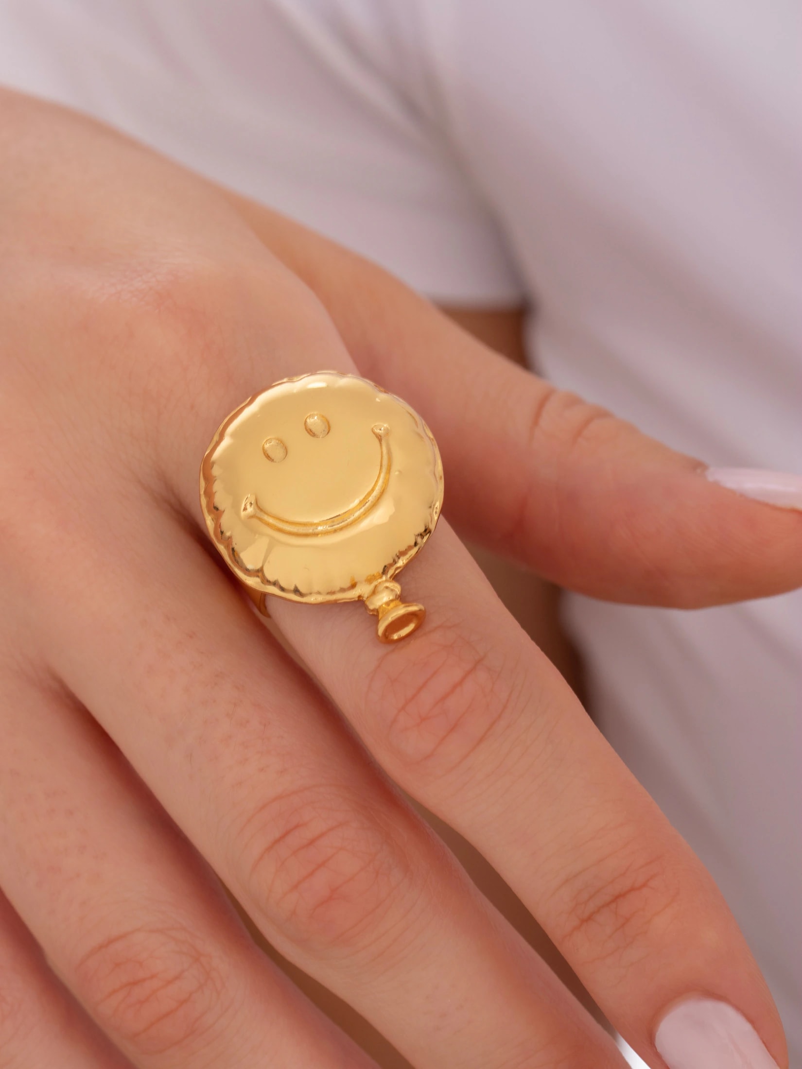 Anillo Carita Feliz dorado o plateado - imagen 1