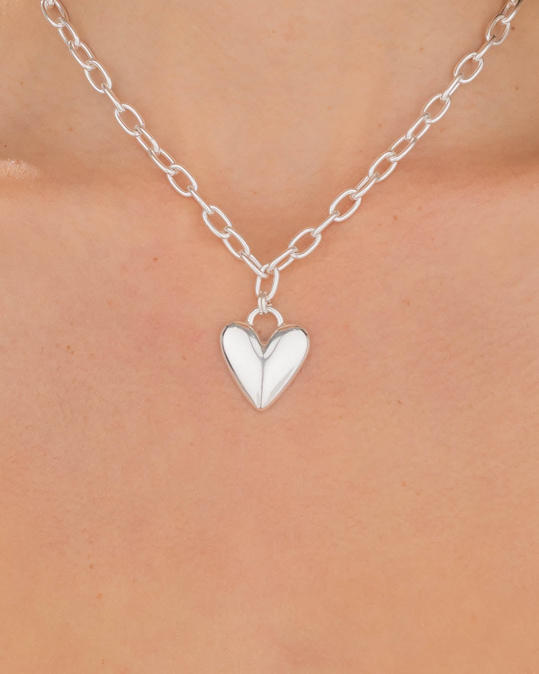 Collar Corazón Liso Plata - imagen 1