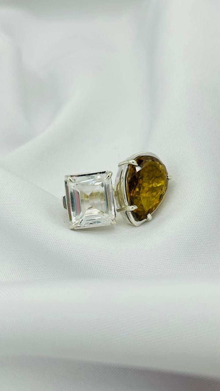 Anillo Doble Citrino Cuarzo Trasparente - imagen 1