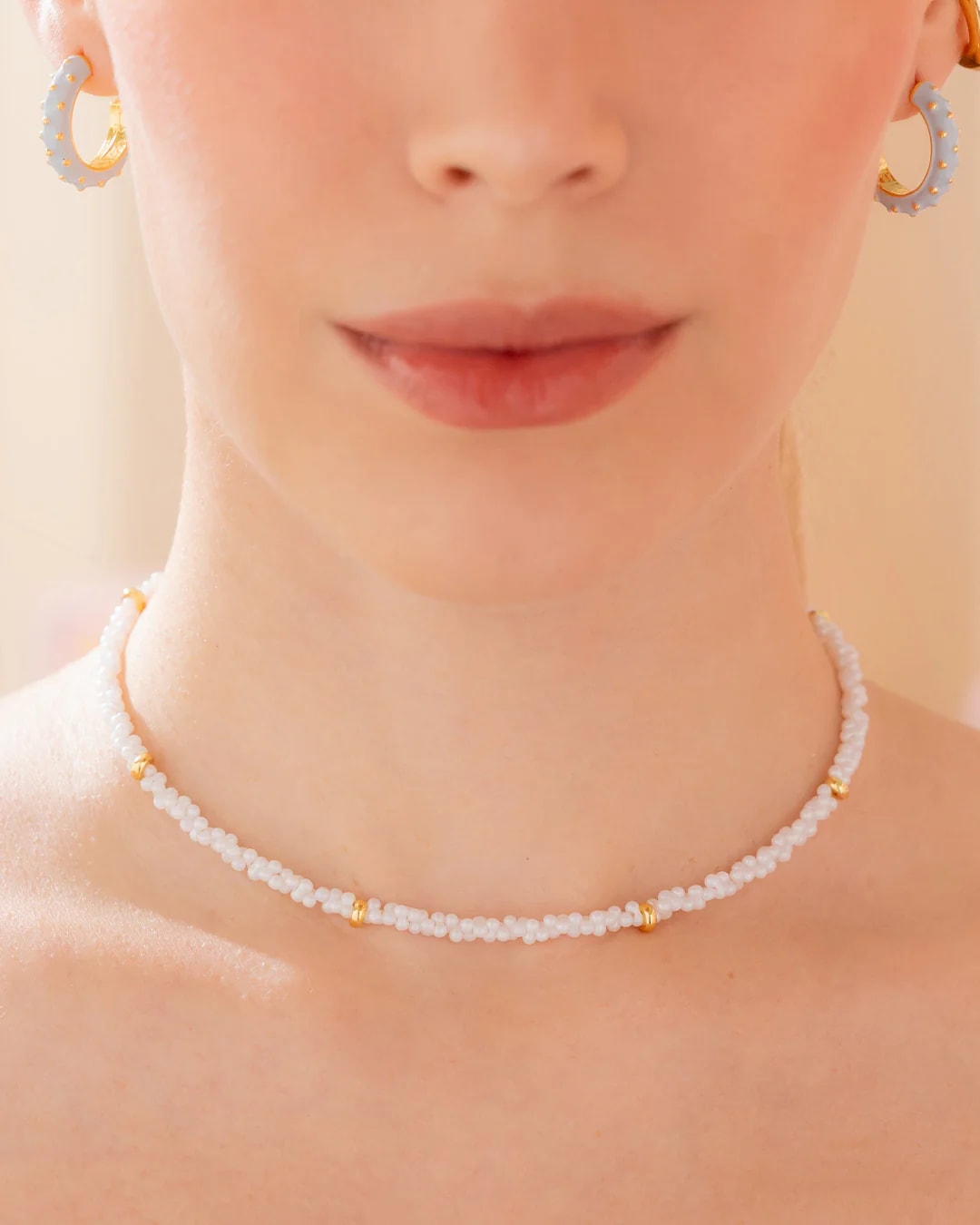 Collar Mini Perla Amorfa + Aretes - imagen 1