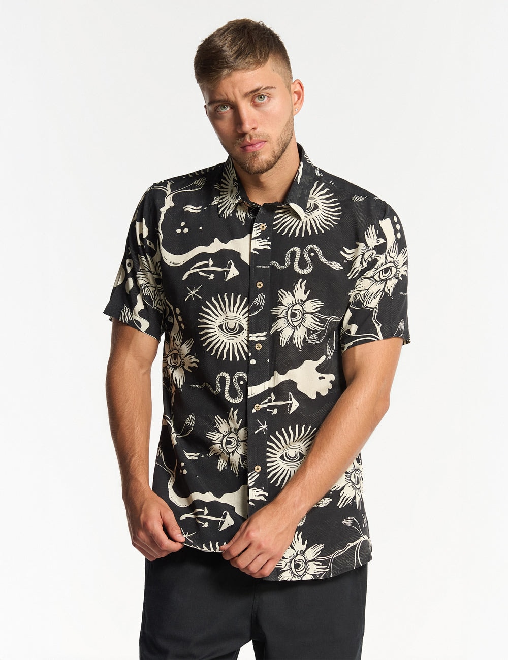 Camisa Regular Fit Chacras  negro + crudo Hombre - imagen 1