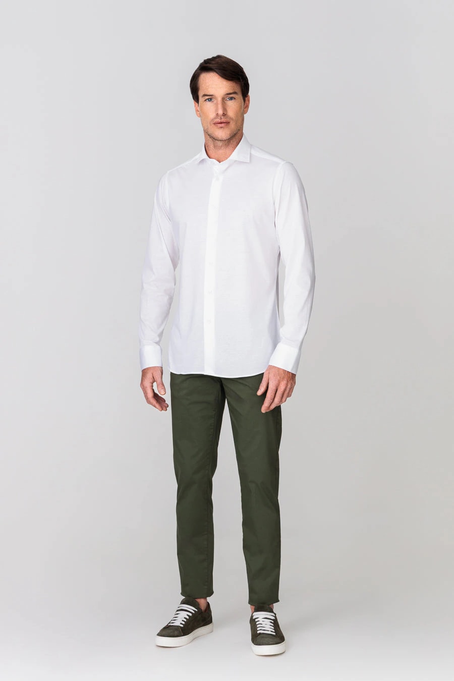 Men's cotton shirt white jersey - imagen 1