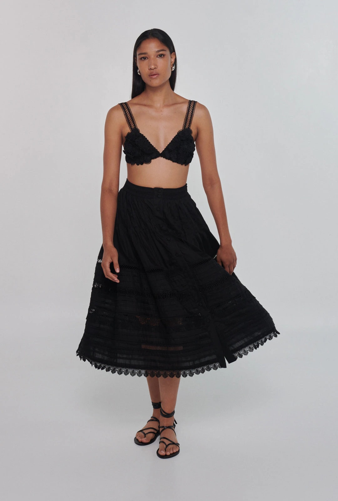 CAMILA MIDI SKIRT BLACK - imagen 1