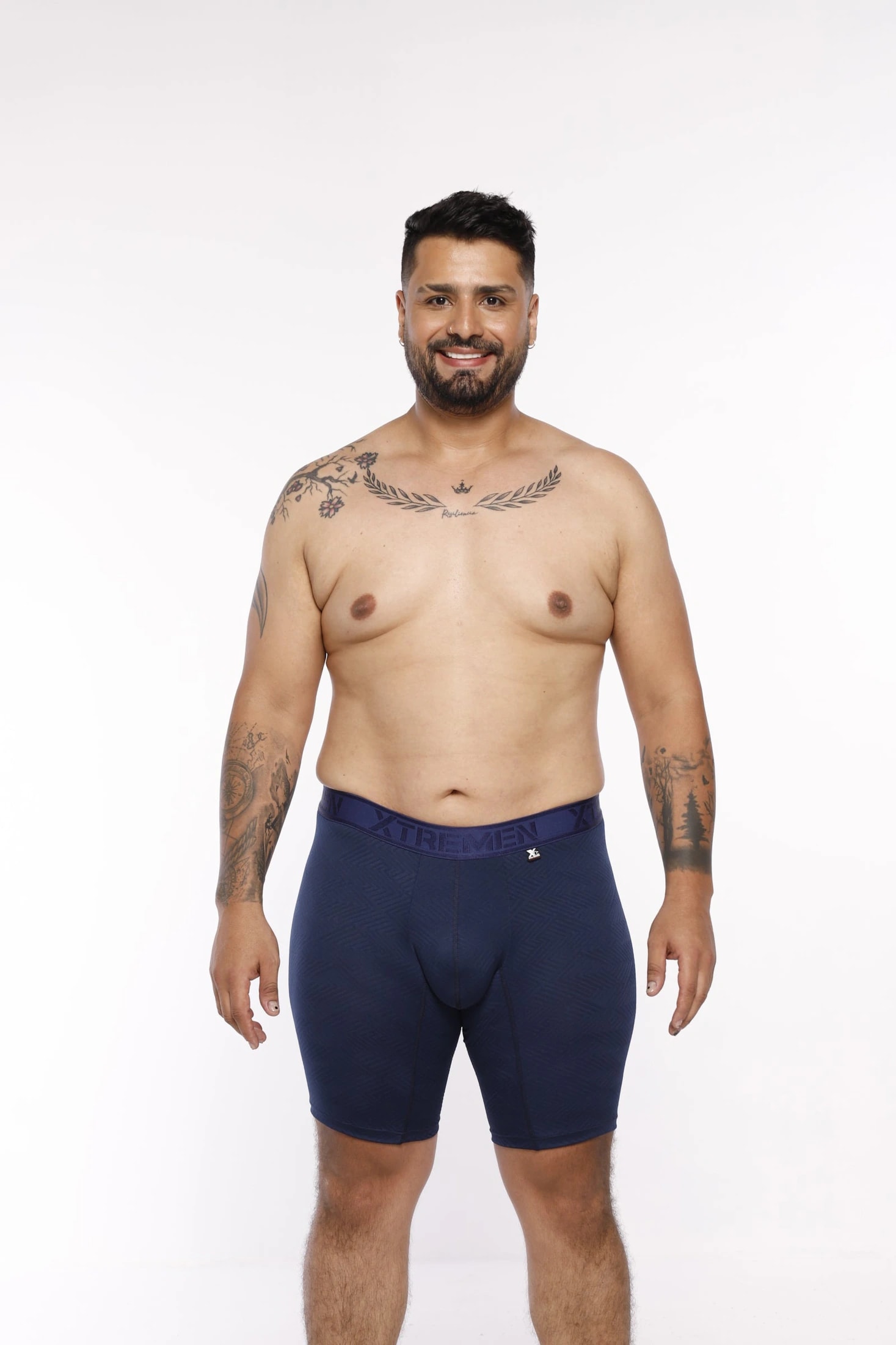 BOXER MICROFIBRA JACQUARD ESPIGA EXTRAGANDE AZUL OSCURO - imagen 1