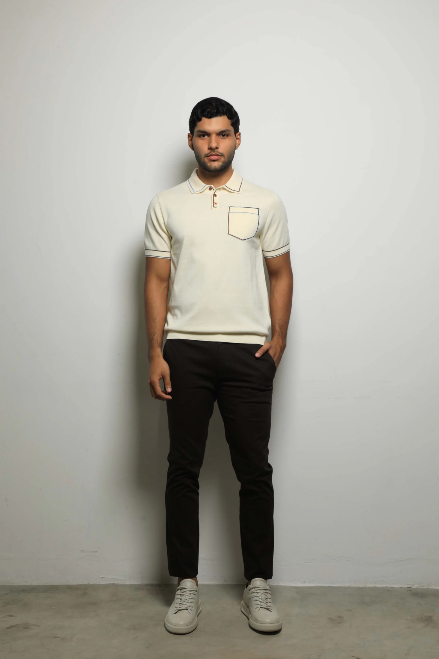 Suéter Tejido Fashion Crema/Bolsillo - imagen 1
