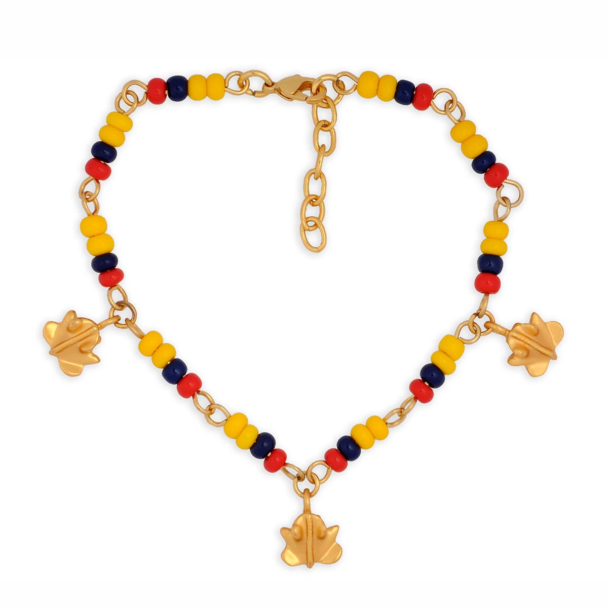 Pulsera Colombia en chaquira checa y 3 mini  rana Tairona - imagen 1