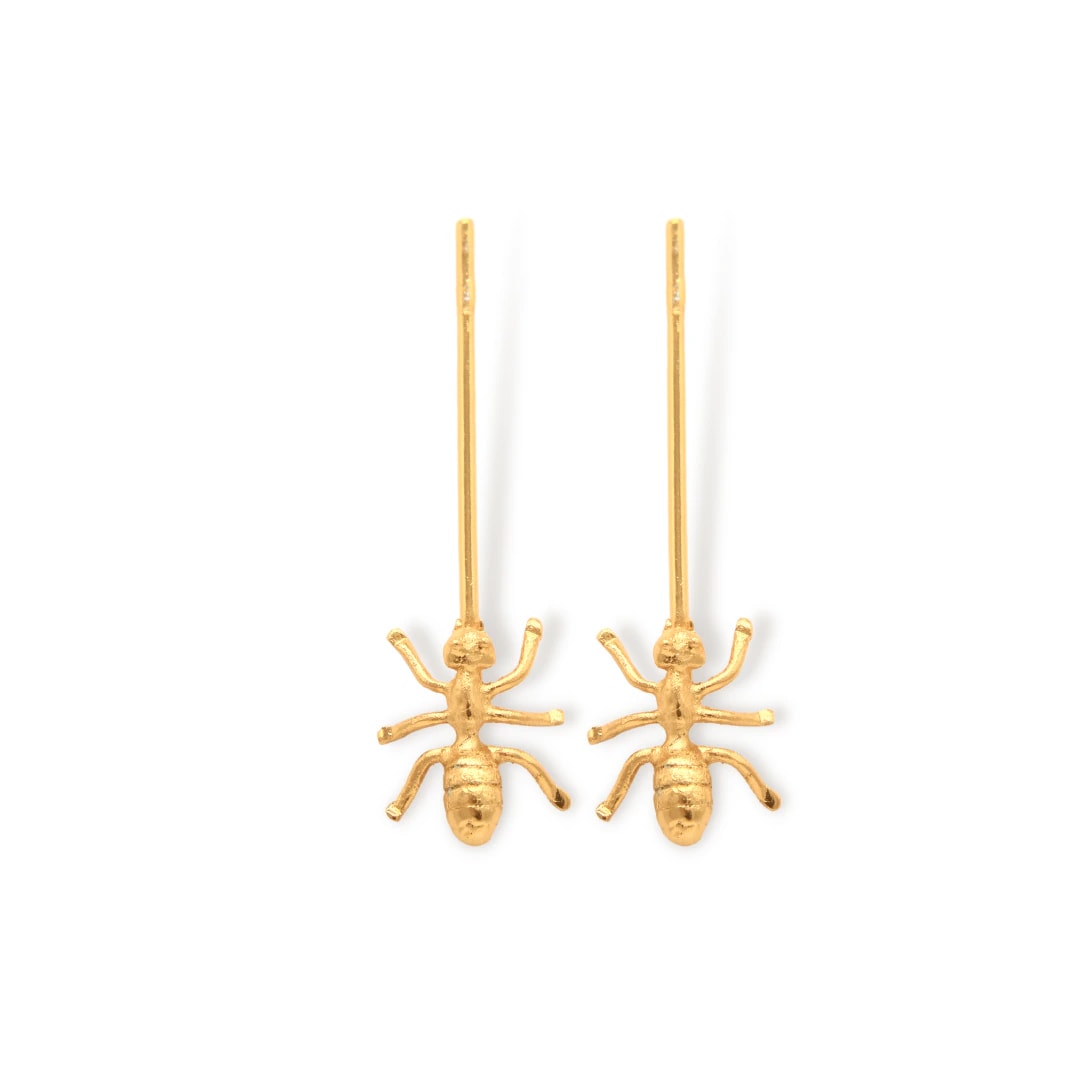 Aretes largos con hormiga pequeña - imagen 1