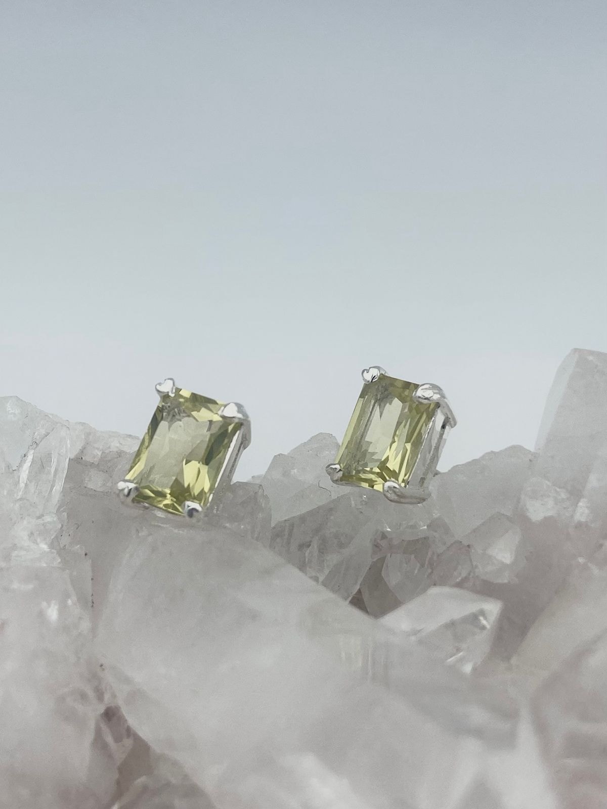 Aretes Cuarzo Limón rectangulares - imagen 1