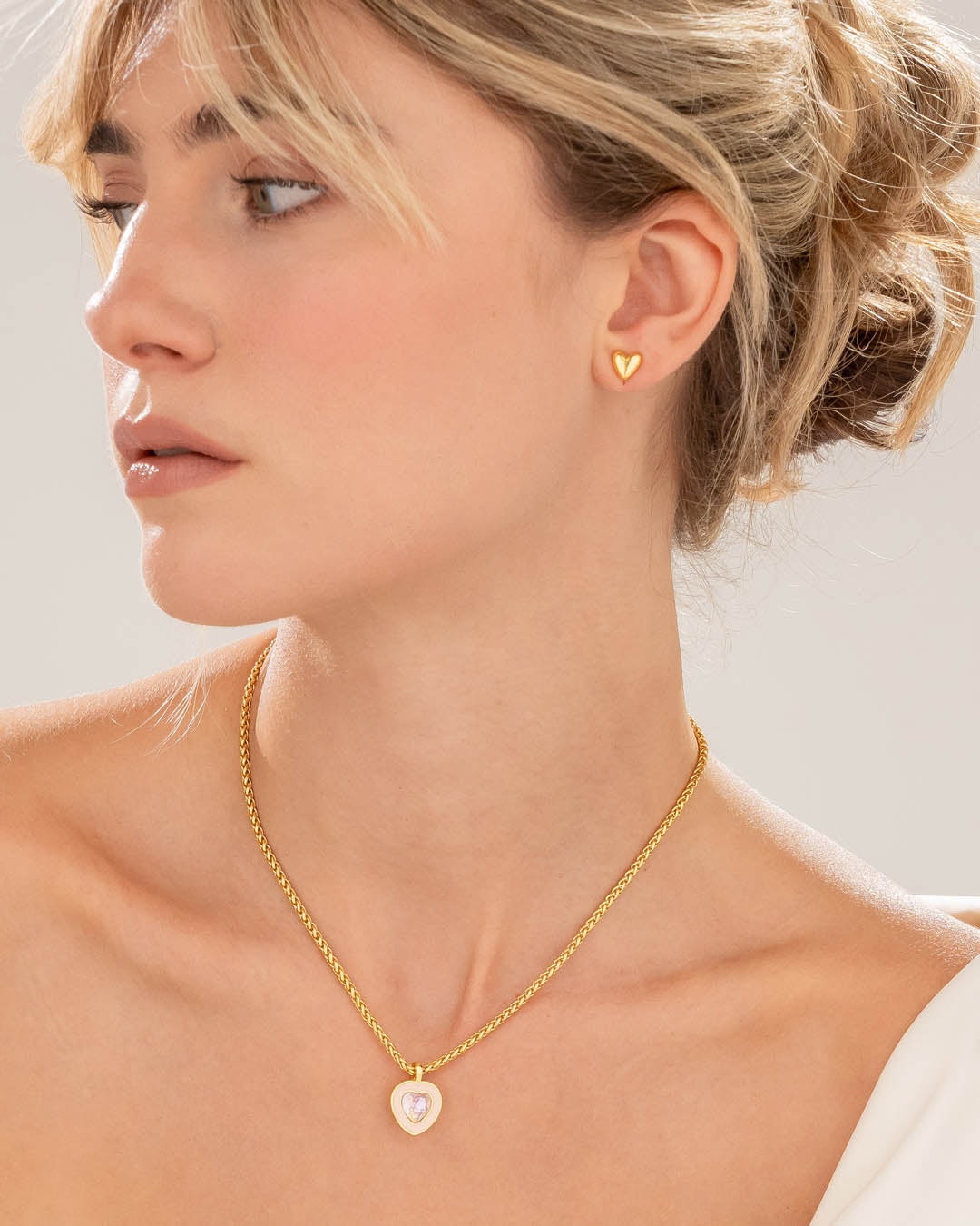 Collar Corazón Cristal Palo Rosa - imagen 1