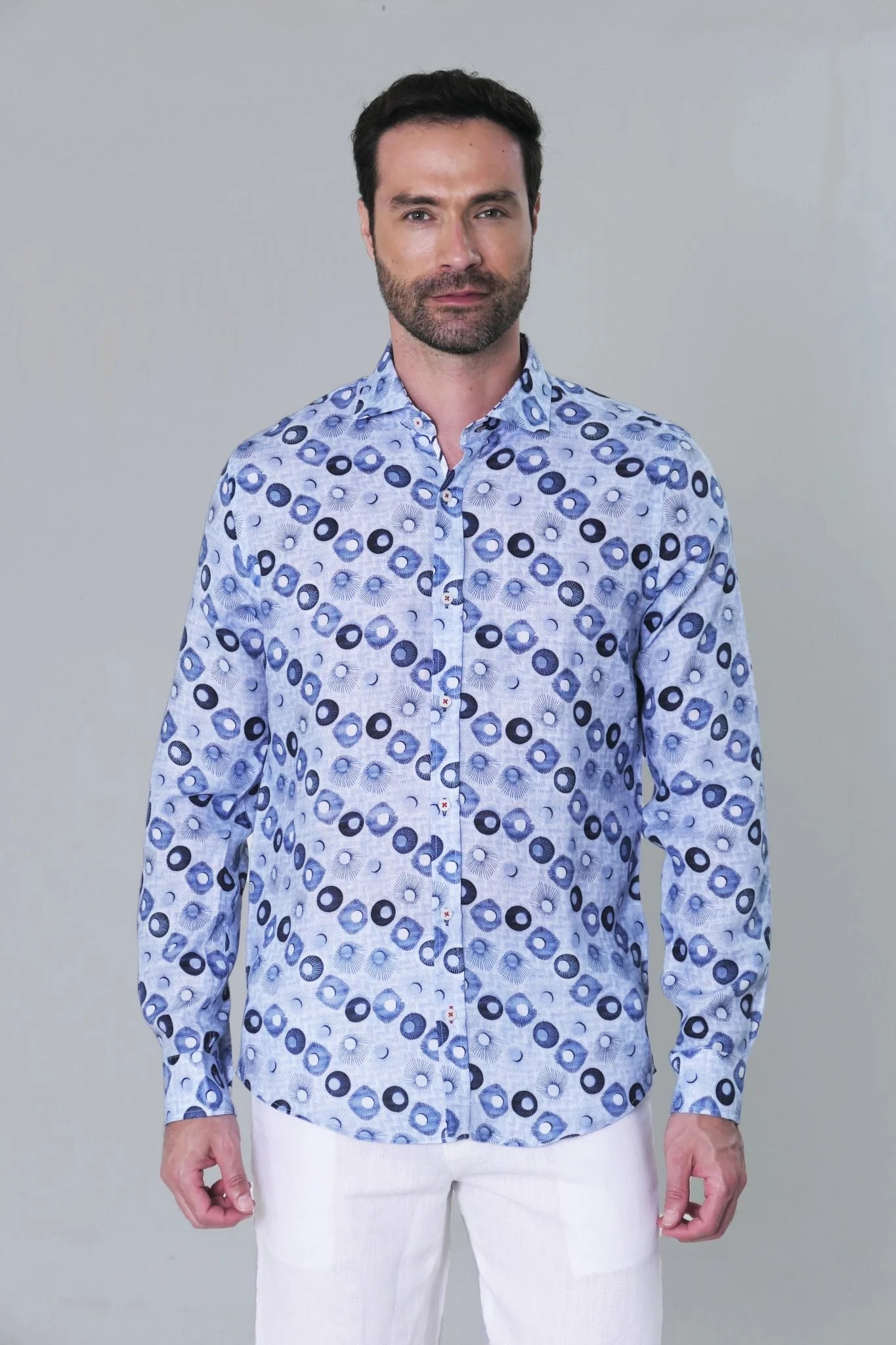 Camisa ML Lino Privé Hombre Estampado - imagen 1