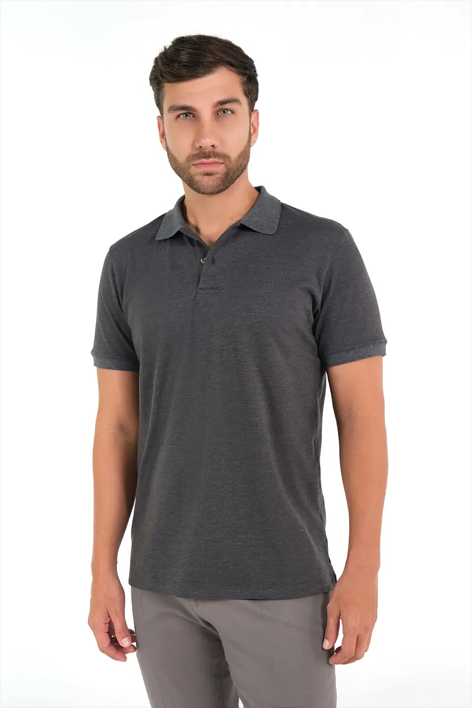 Camiseta Polo 100% Algodón Piqué Gris - imagen 1