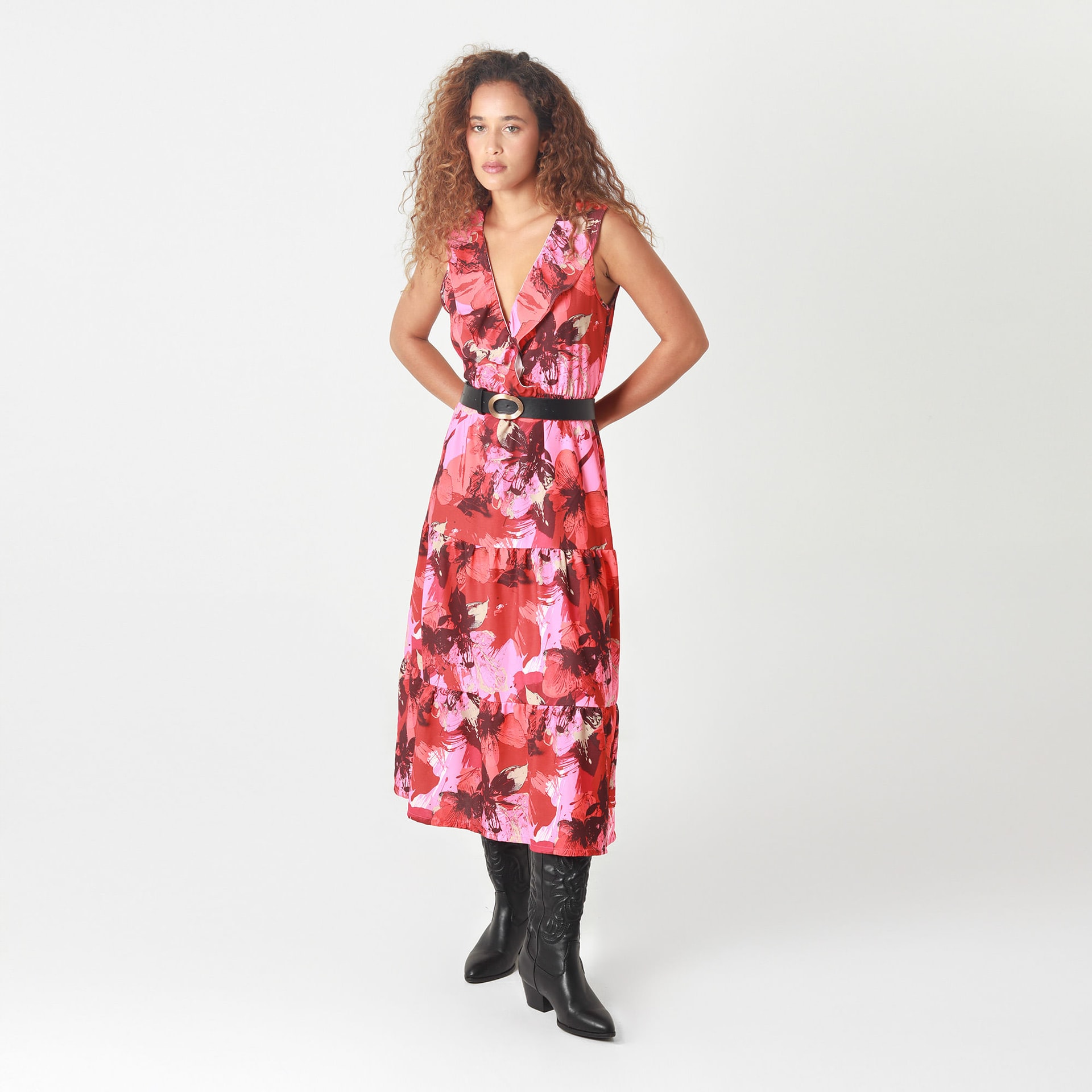 Vestido Cuello V Manga Sisa - imagen 1