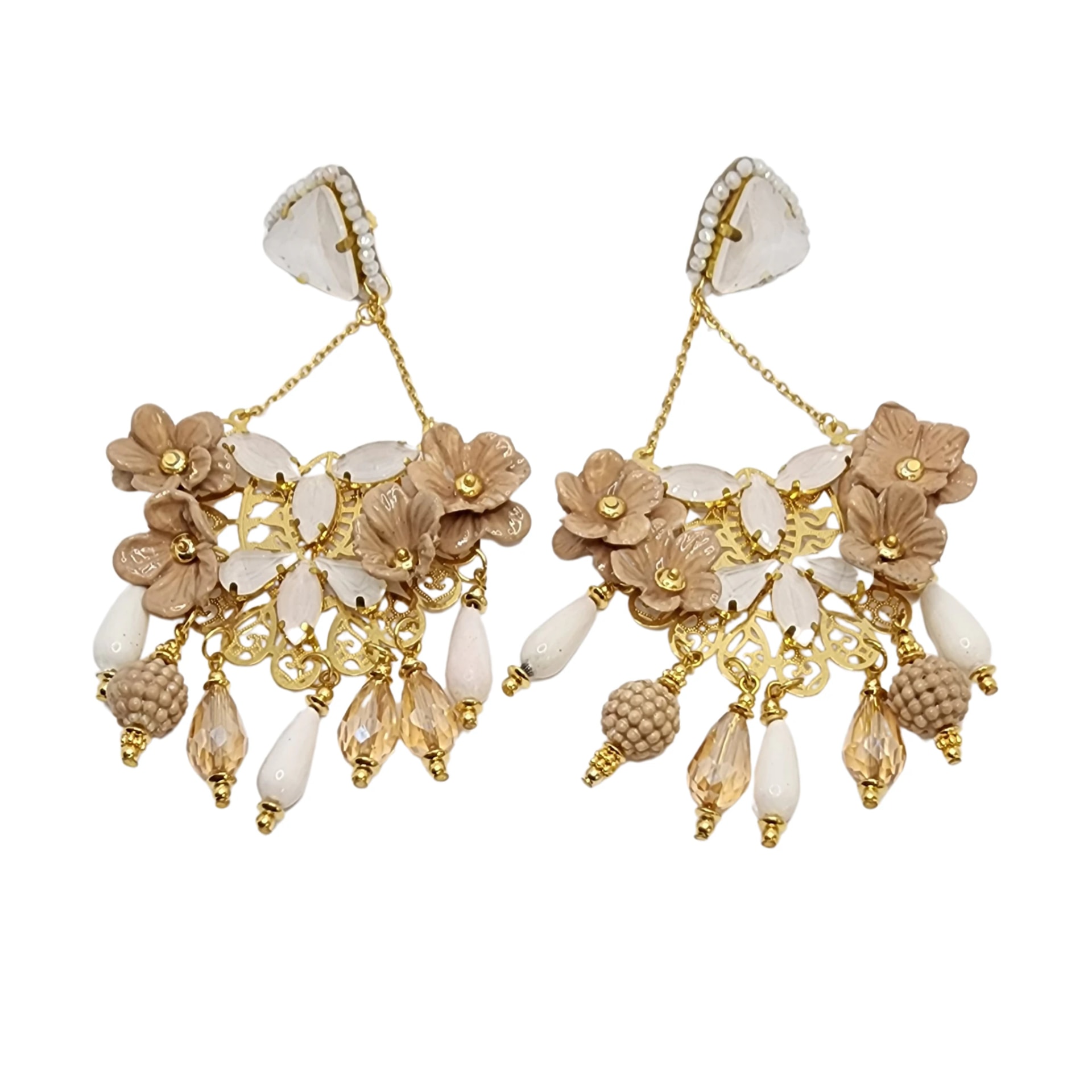 Golden Blossom Flower Earrings - imagen 1