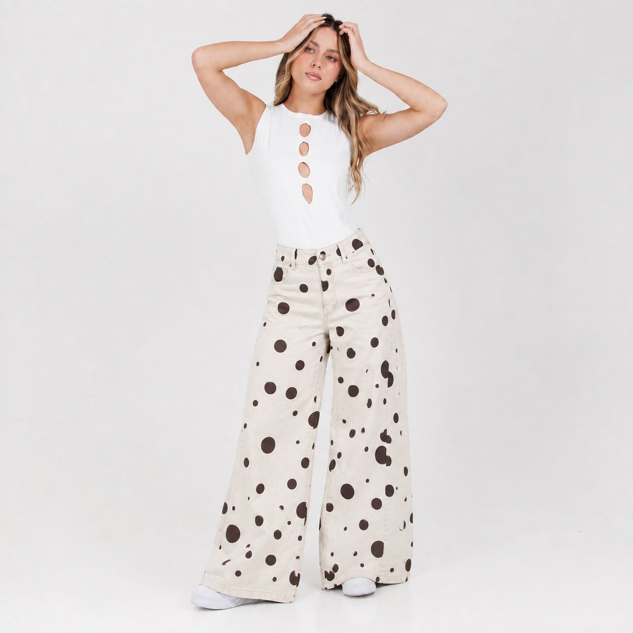 Jean Wide Leg Beige Ax-3176 Rigido Premium - imagen 1