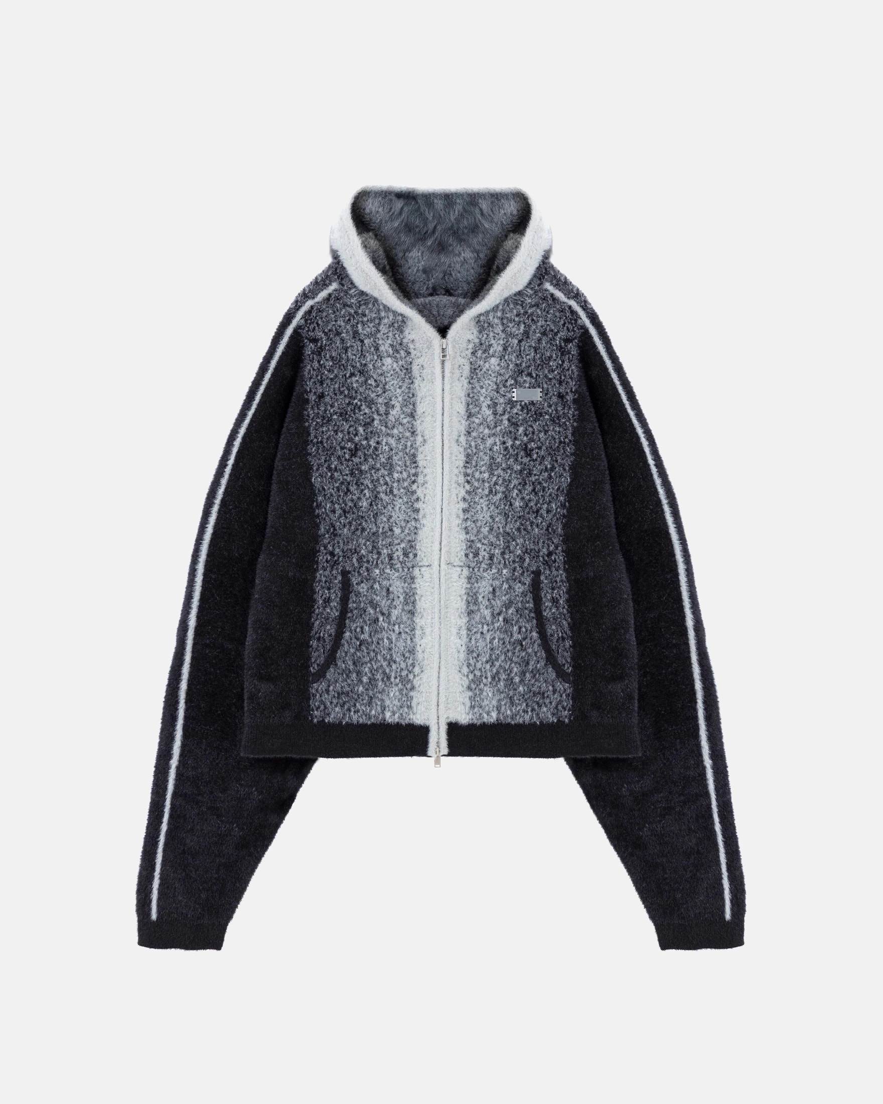 Basics Knit Zip Up Hoodie Bone/Black - imagen 1