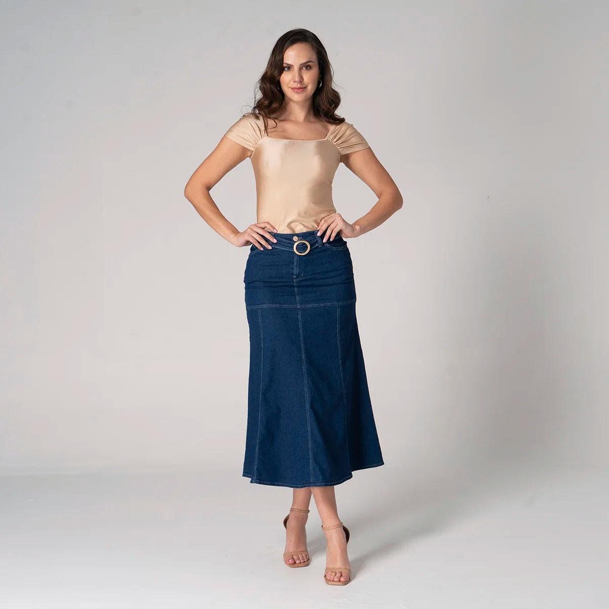 Falda Larga Denim Slim Kenbleu - imagen 1