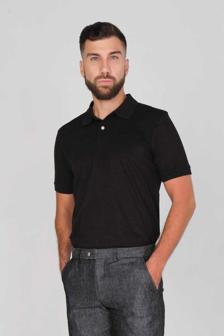 Camiseta Polo 100% Algodón Piqué Negro - imagen 1