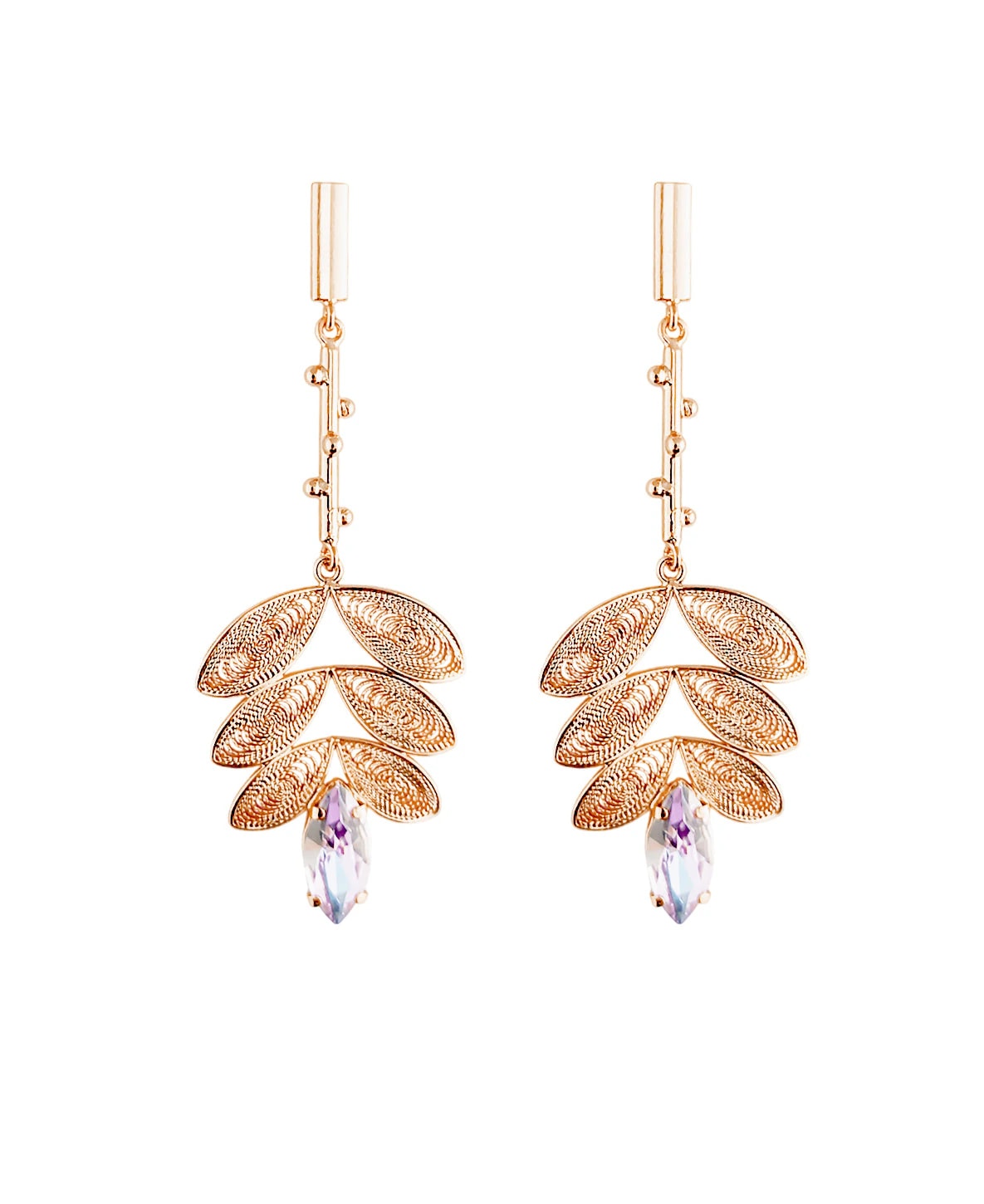 Aretes cristal y hojas, Taliana - imagen 1