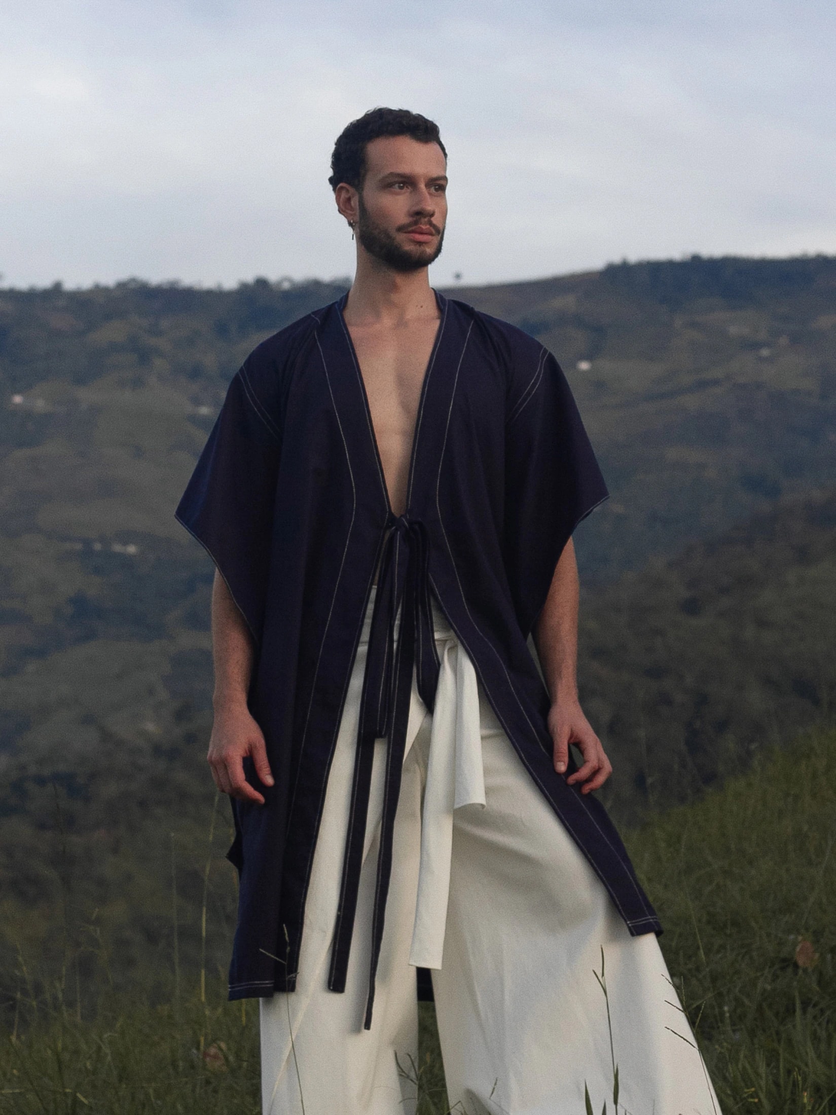 Kimono Azul Marino en Algodón - imagen 1