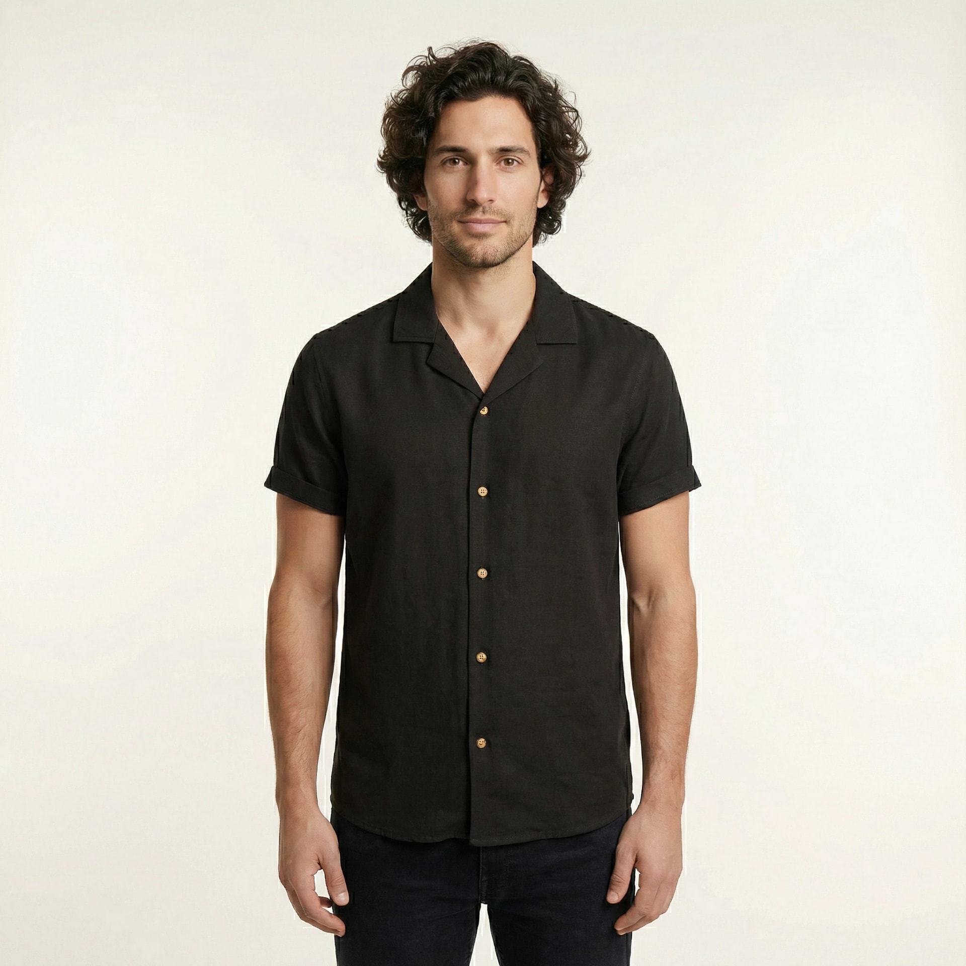 Camisa Bowling Negra B08 - imagen 1