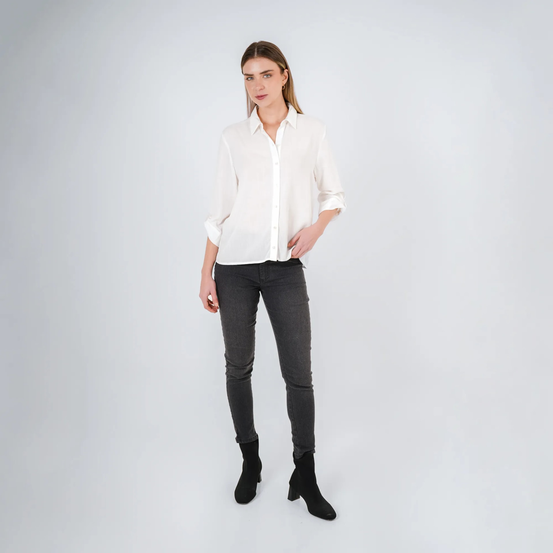Jean Tiro Medio Bota Skinny - imagen 1