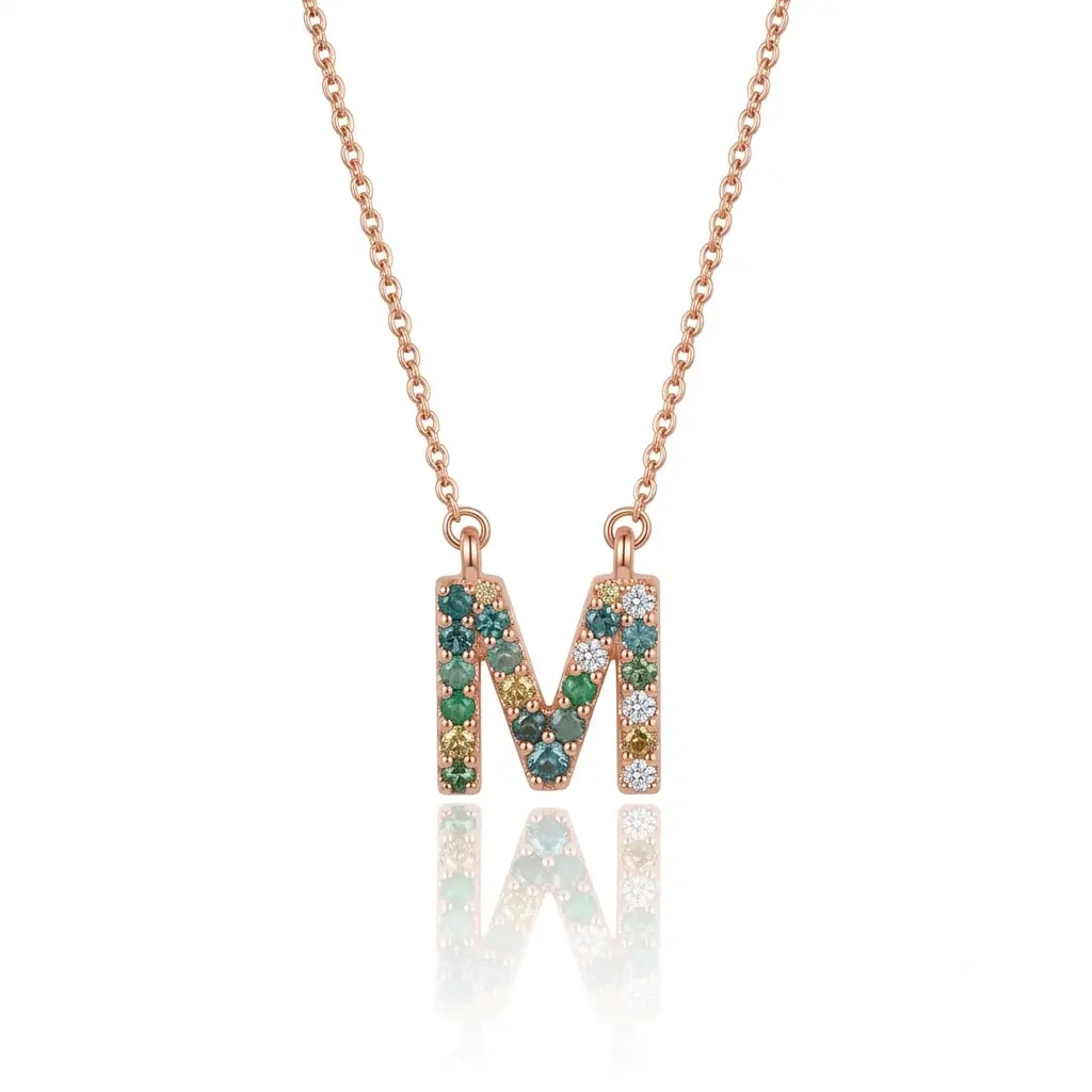 Letter “M” Diamond Necklaces - imagen 1