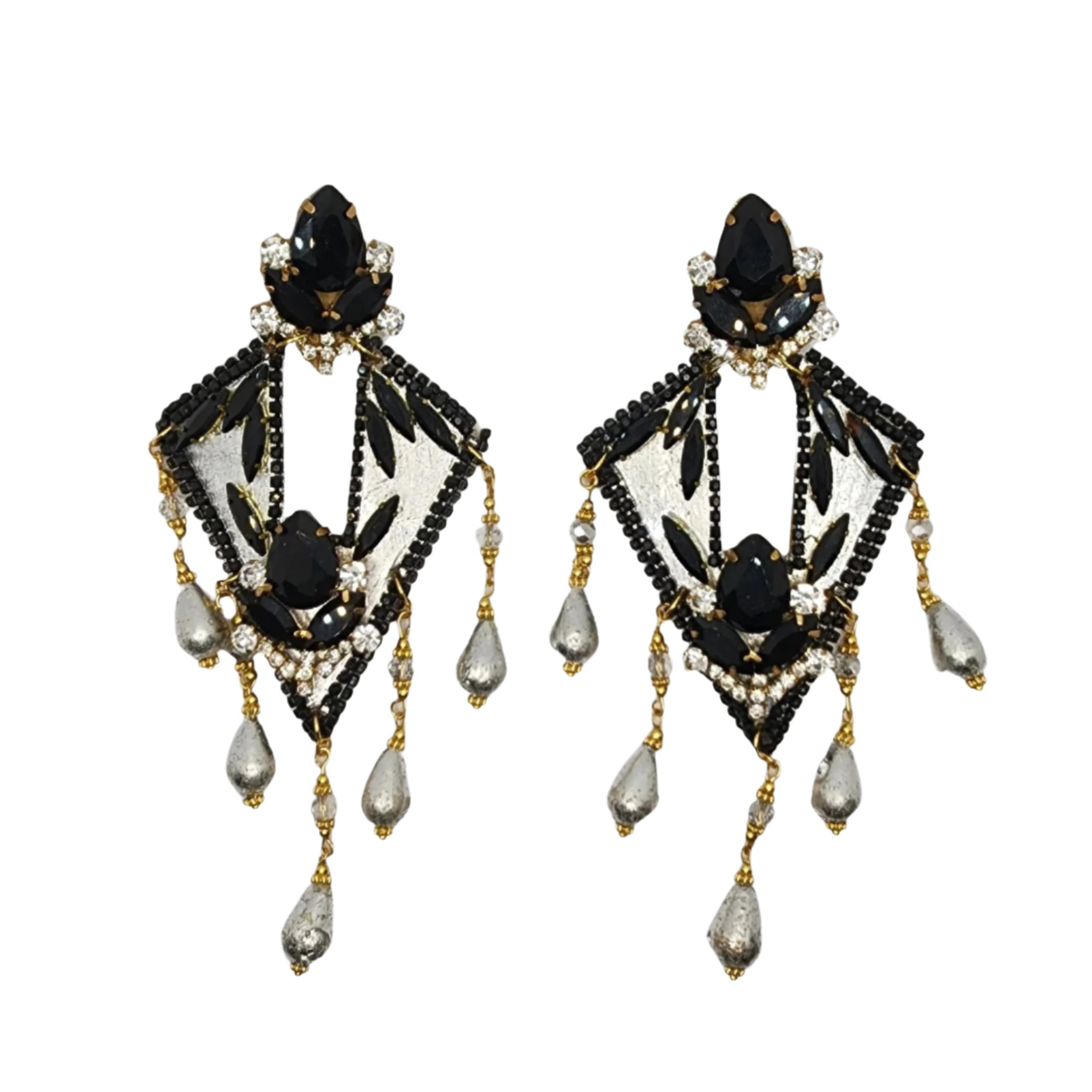 Diamond Black & Silver Earrings - imagen 1